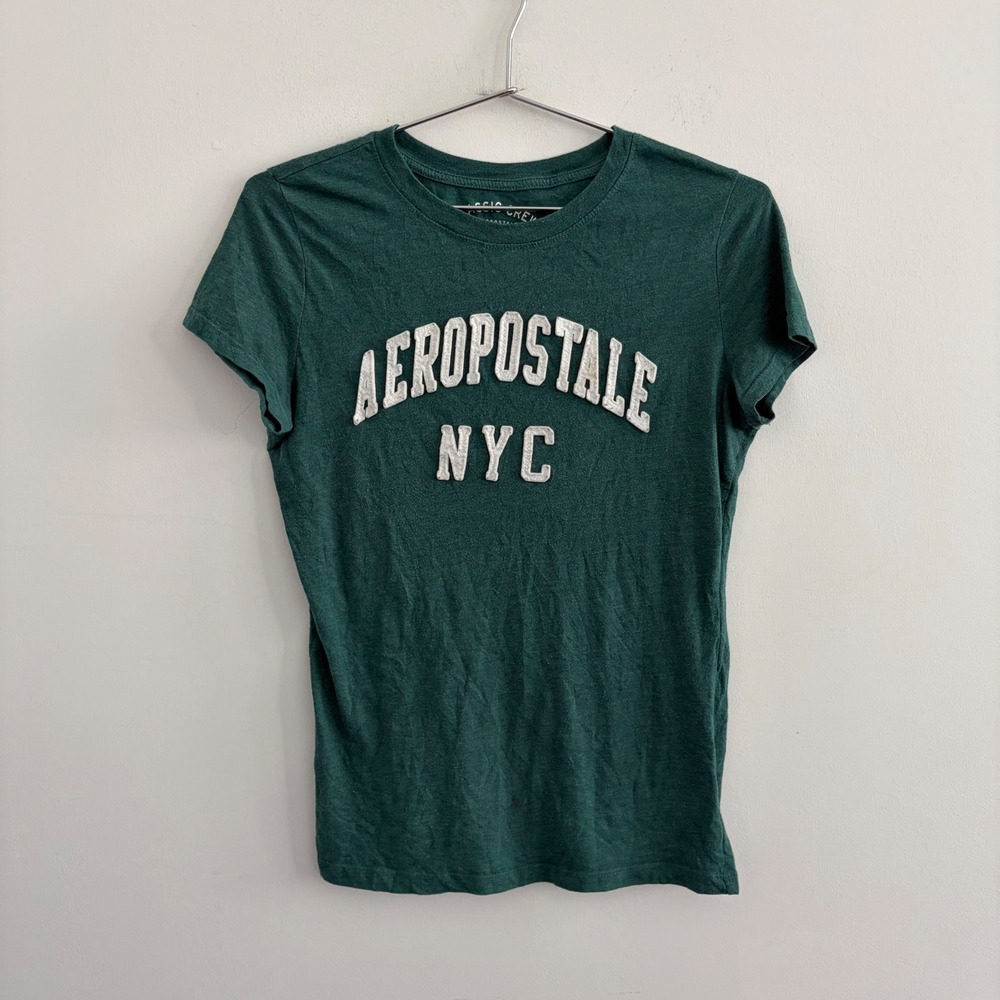 Aeropostale NYC Classic Crew T-Shirt Green Graphic Tee Large